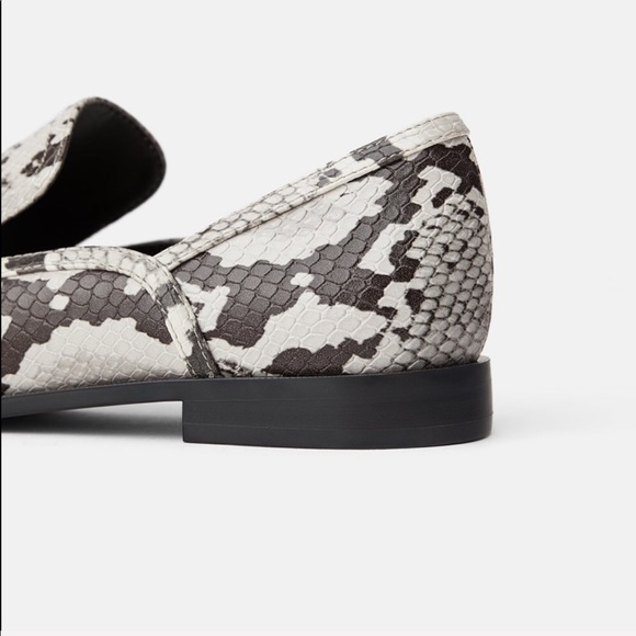 Zara | Shoes | Zara Animal Print Snakeskin Loafers Black Grey 6 | Poshmark